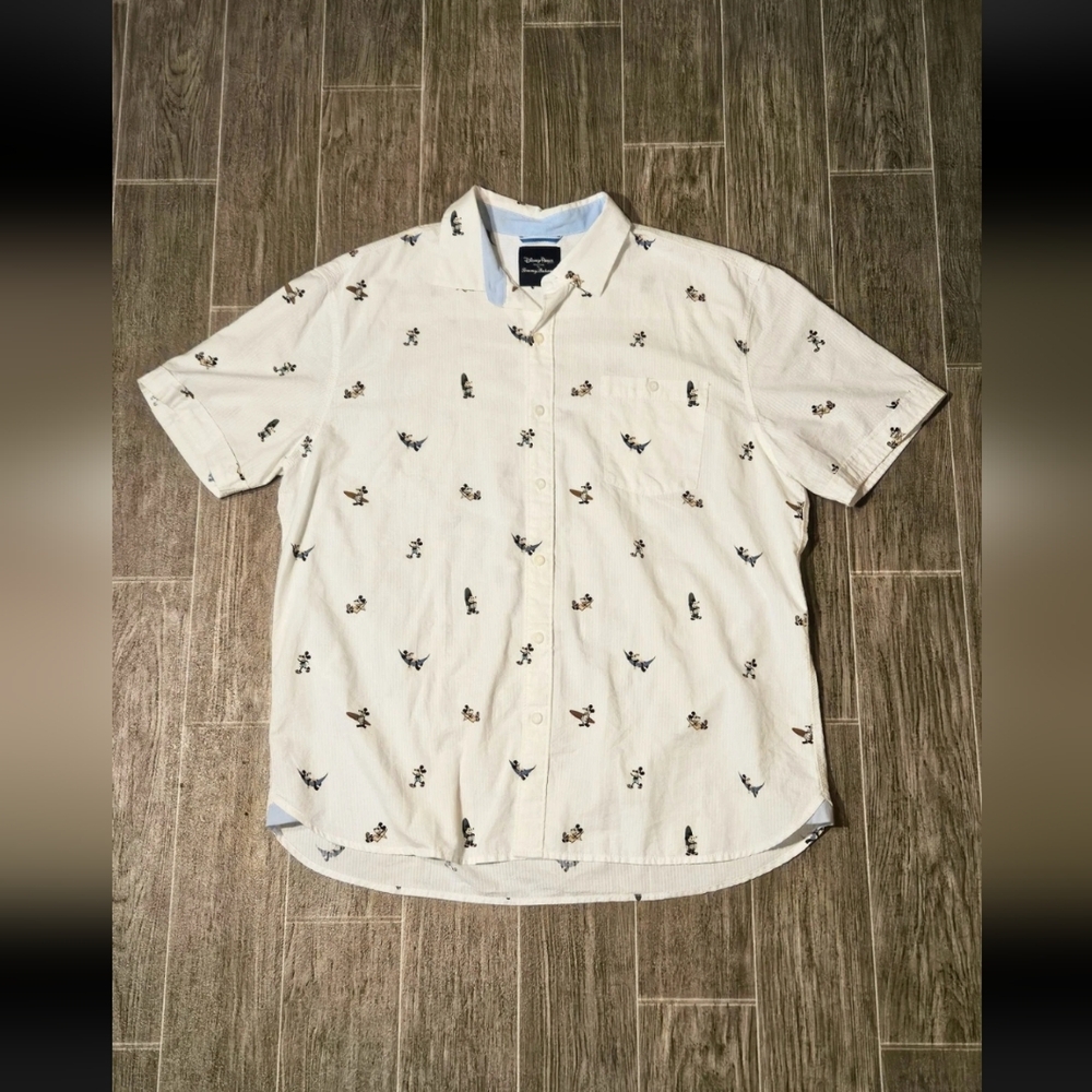Tommy Bahama Disney Parks Mickey Mouse Vacation Camp Hawaiian Button Shirt XL